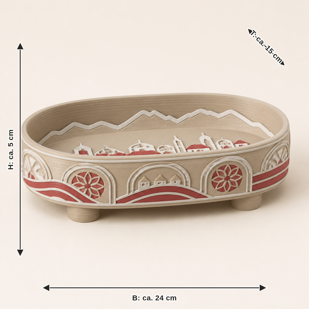Dimensional image for storage bowl fortress arch – Salzburg: width about 24 cm, depth about 15 cm, height about 5 cm