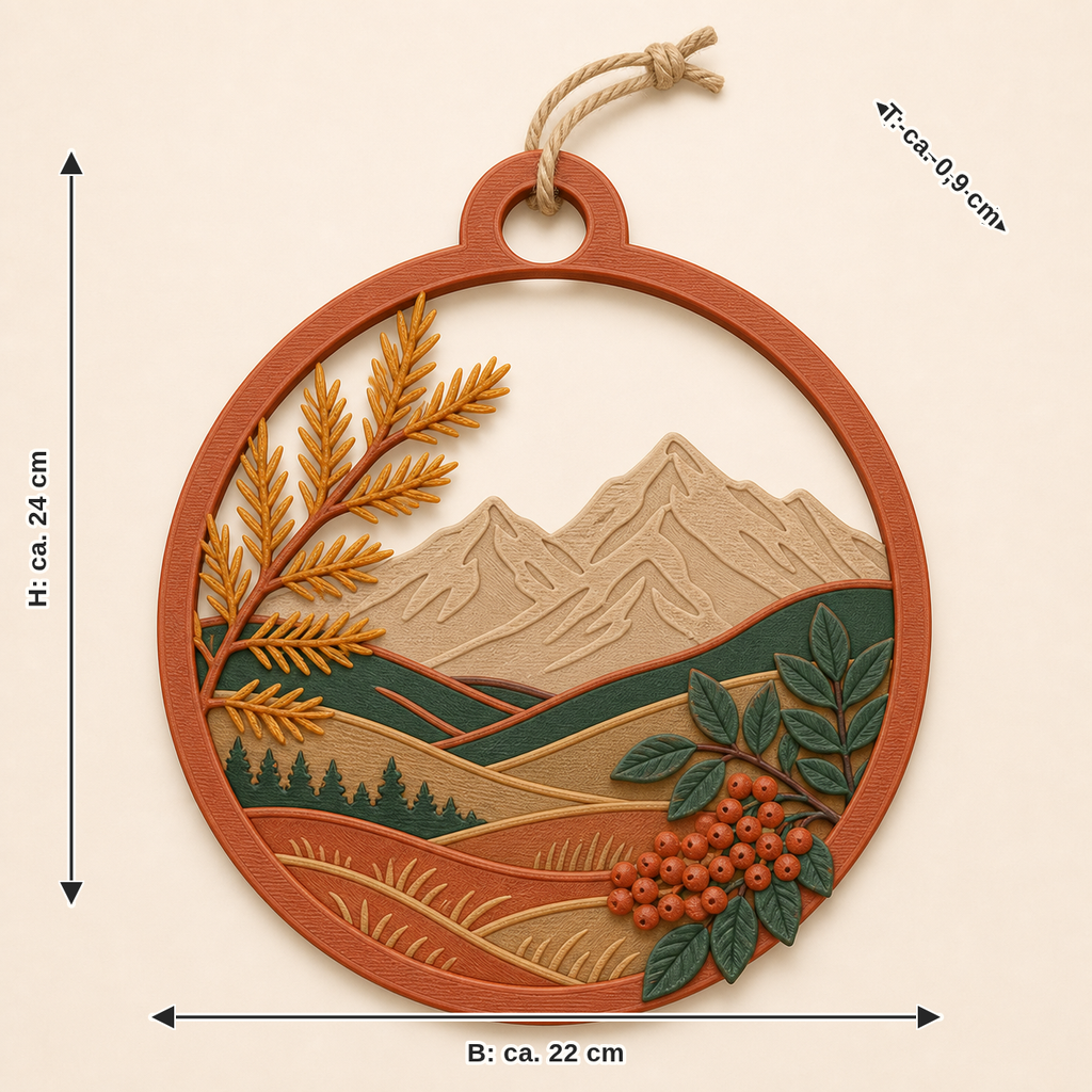 Maßbild für Almherbst-Türhänger Almbogen: Breite ca. 22 cm, Tiefe ca. 0.9 cm, Höhe ca. 24 cm