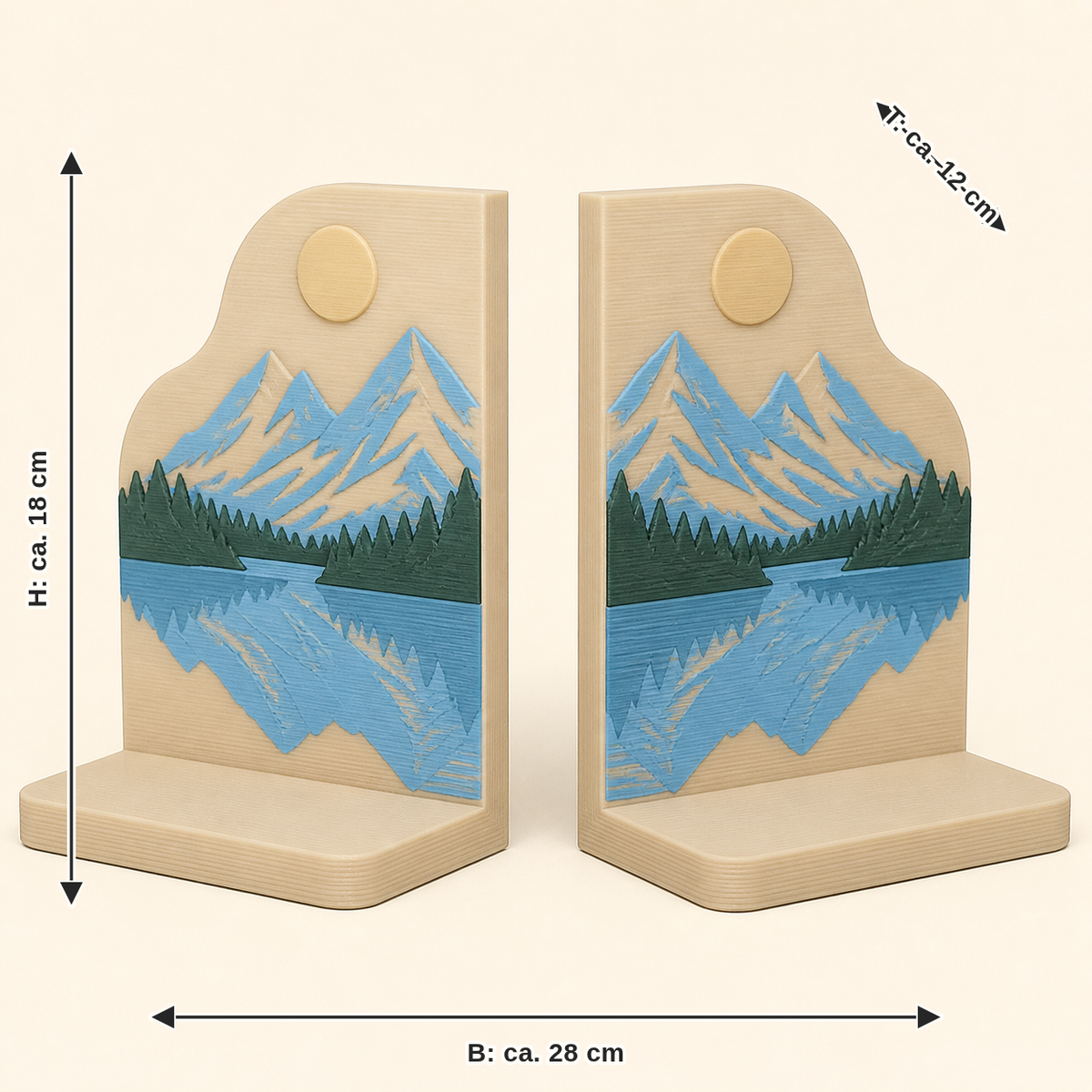 Double mirror: width approx. 28 cm, depth approx. 12 cm, height approx. 18 cm