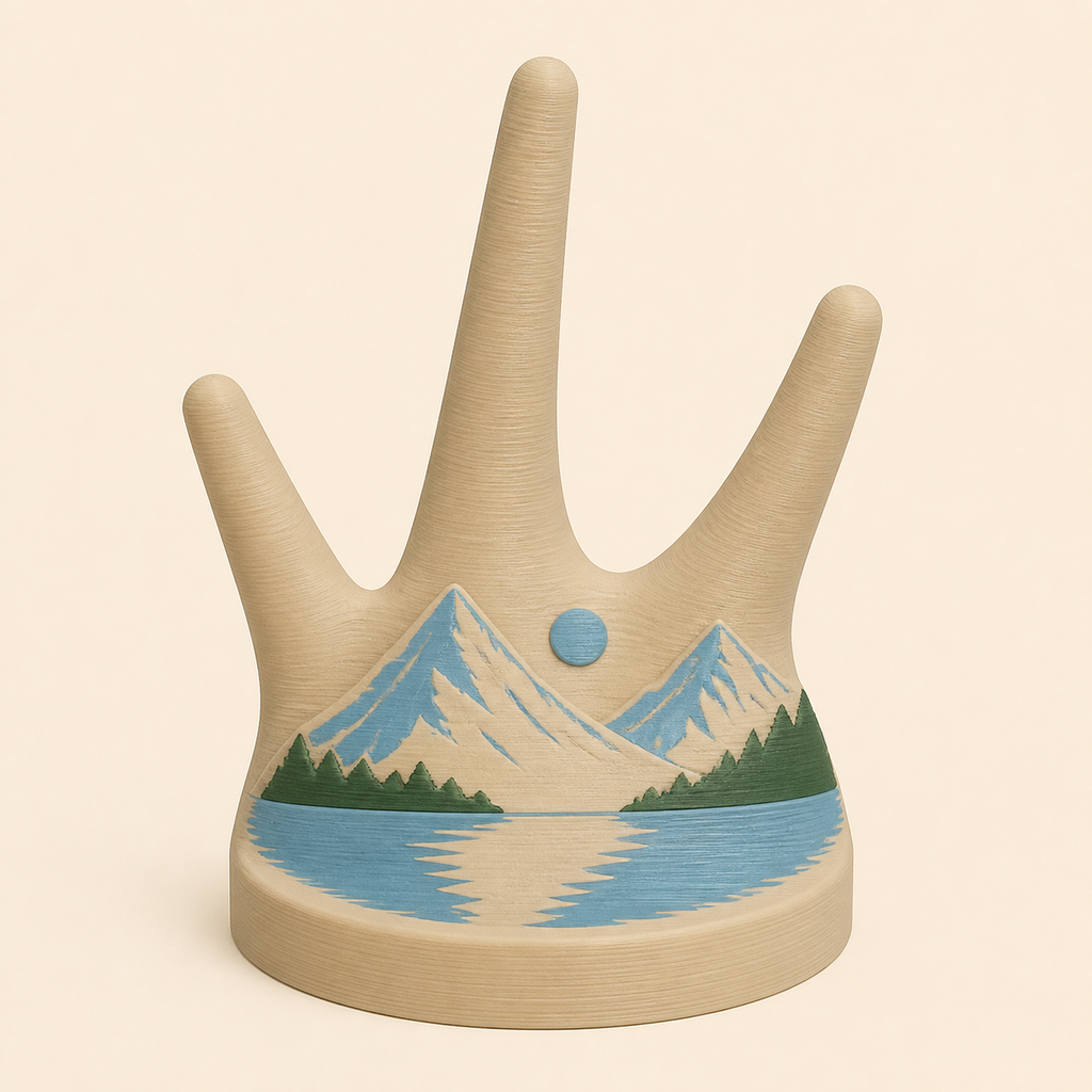 Alpensee-Ringhalter Seewind aus 3D-gedrucktem PETG in Sandbeige, Himmelblau, Dunkelgrün