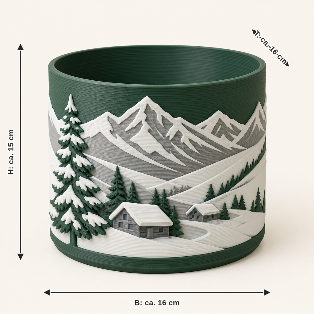 Mountain pot: width about 16 cm, depth about 16 cm, height about 15 cm