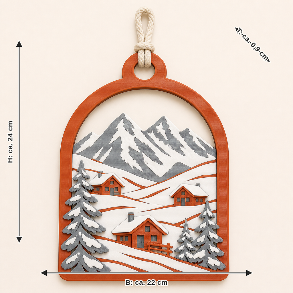 Dimensional image for Alpine winter-door hanger alm arch: width about 22 cm, depth about 0.9 cm, height about 24 cm