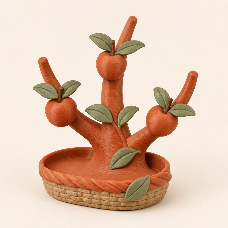 Apfel-Ringhalter Ernteast aus 3D-gedrucktem PETG in Terrakotta, Salbeigrün, Sandbeige