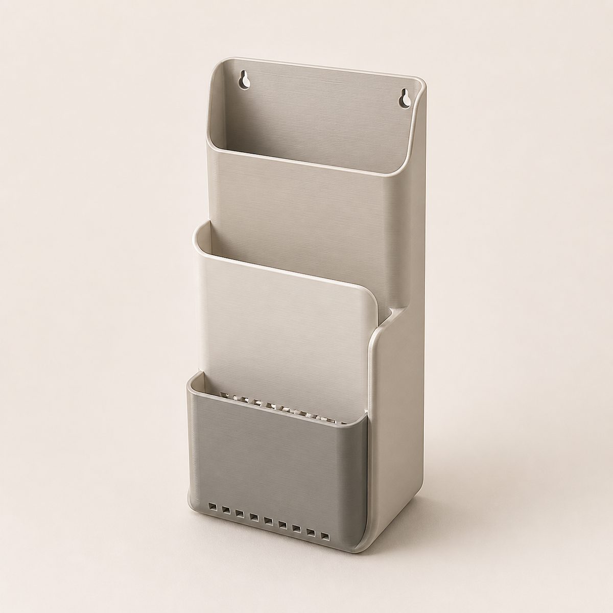 Bad-Wandorganizer Flow – Minimalistisch aus PETG auf hellem Studiohintergrund