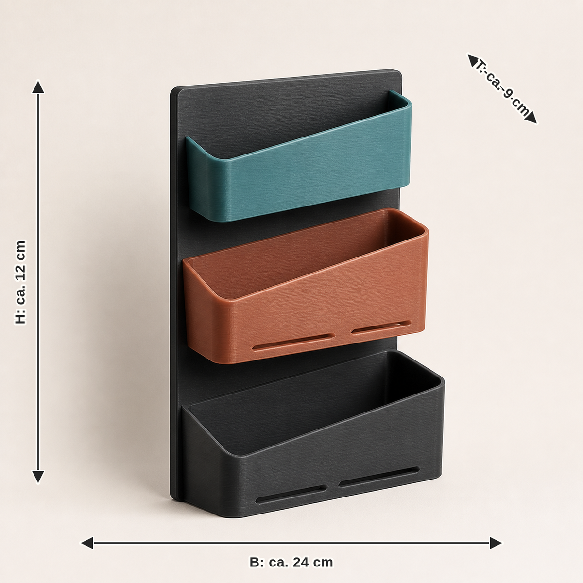 Measurement for bath wall organiser Flow – Modern: width approx. 24 cm, depth approx. 9 cm, height approx. 12 cm