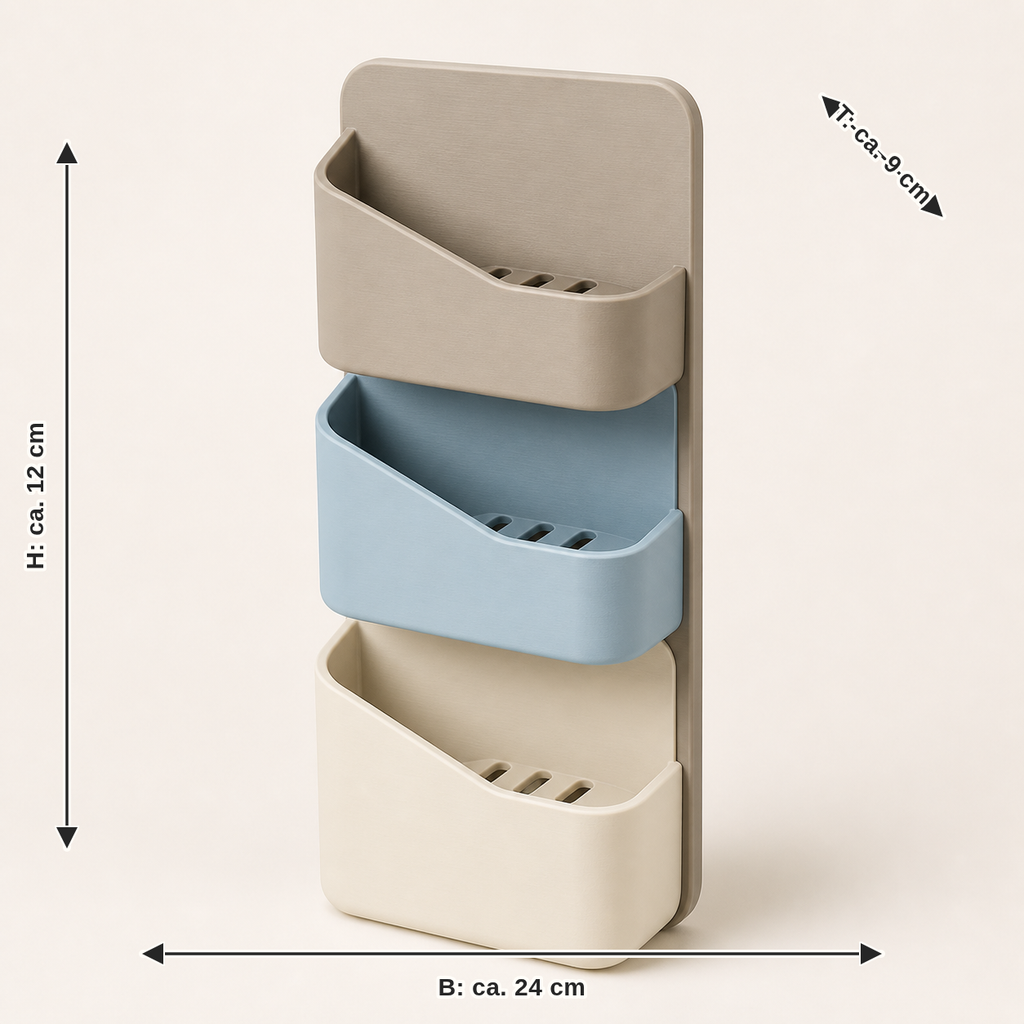 Measurement for bath wall organiser flow – serene: width approx. 24 cm, depth approx. 9 cm, height approx. 12 cm