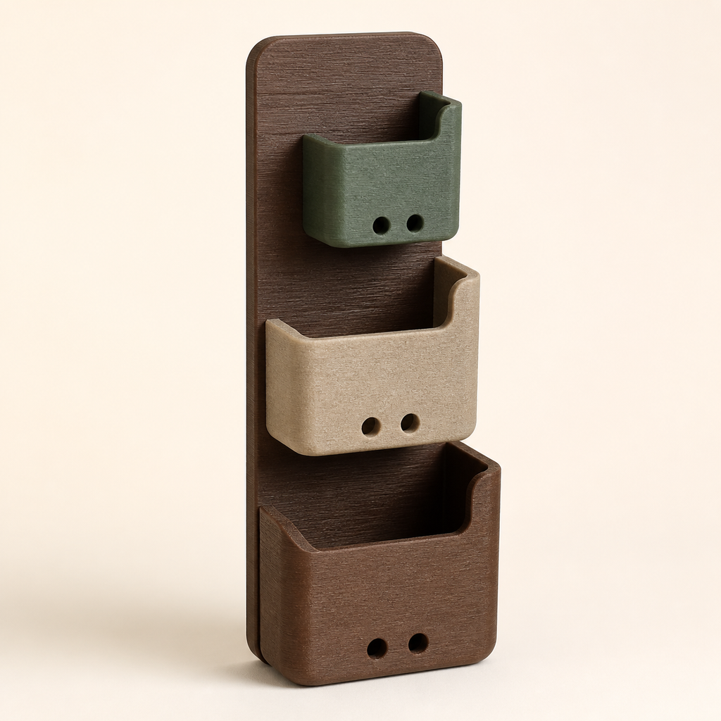 Bathroom wall organiser Flow – Rustic from PETG on bright studio background