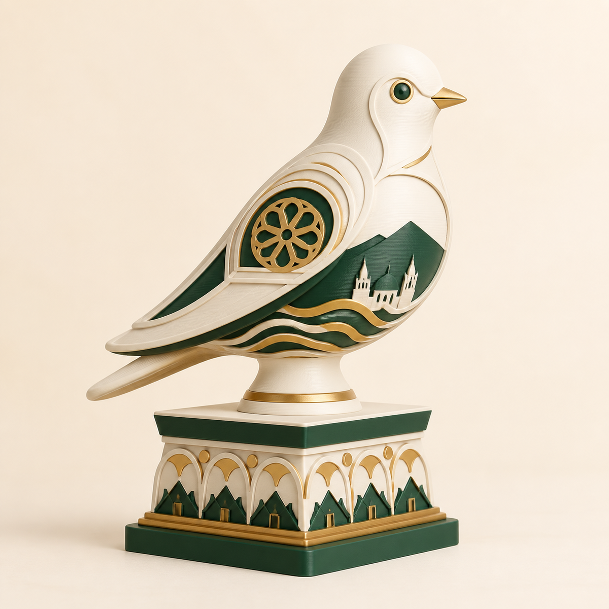 balcony figure fortress bird – Salzburg from PETG on bright studio background