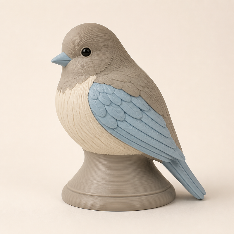 balcony figure guardian bird – serene made of PETG on bright studio background