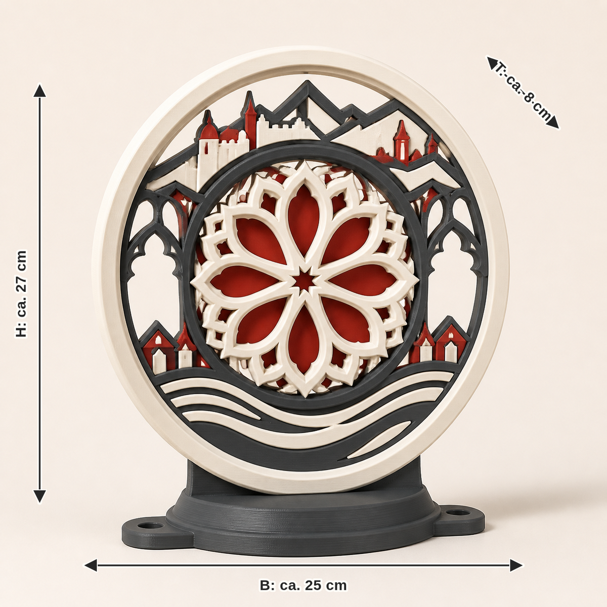 Measurement for balcony ornament Baroque rosette – Salzburg: width approx. 25 cm, depth approx. 8 cm, height approx. 27 cm