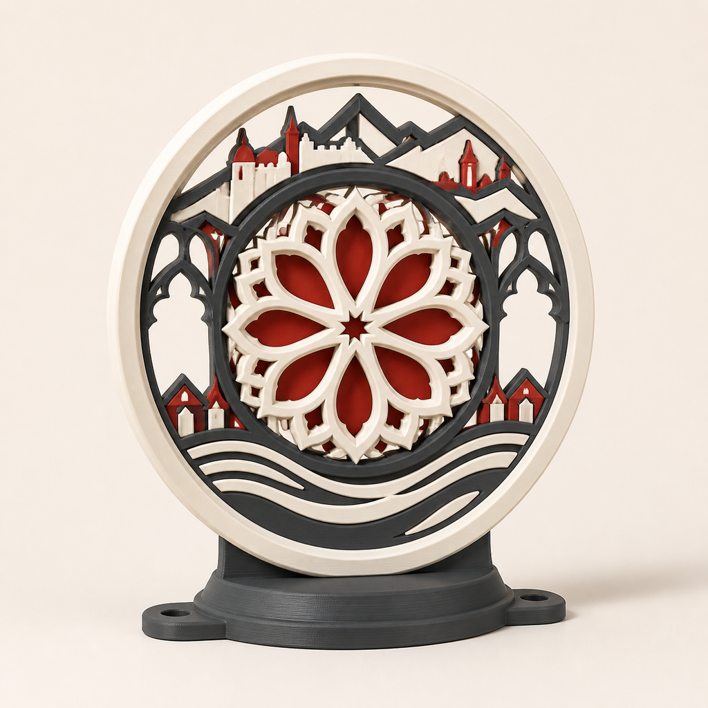 Balcony ornament Baroque rosette – Salzburg from PETG on bright studio background