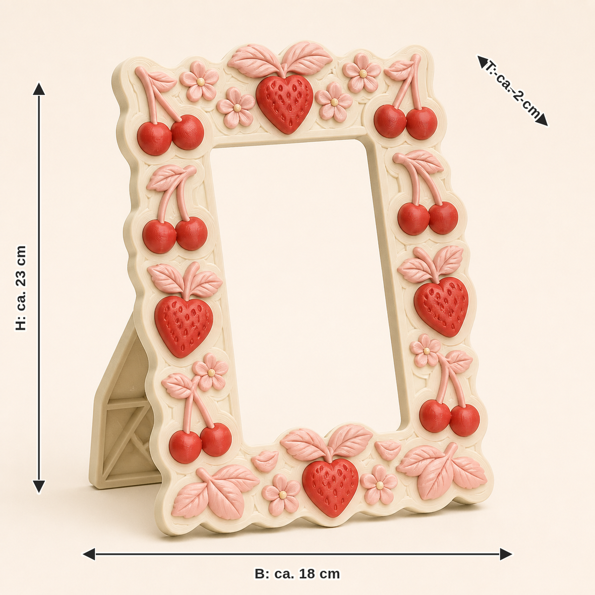 Dimensional image for berry photo frame berry tape: width approx. 18 cm, depth approx. 2 cm, height approx. 23 cm