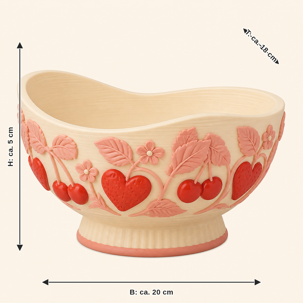 Dimensional image for berry-decorative bowl berry garden: width approx. 20 cm, depth approx. 18 cm, height approx. 5 cm