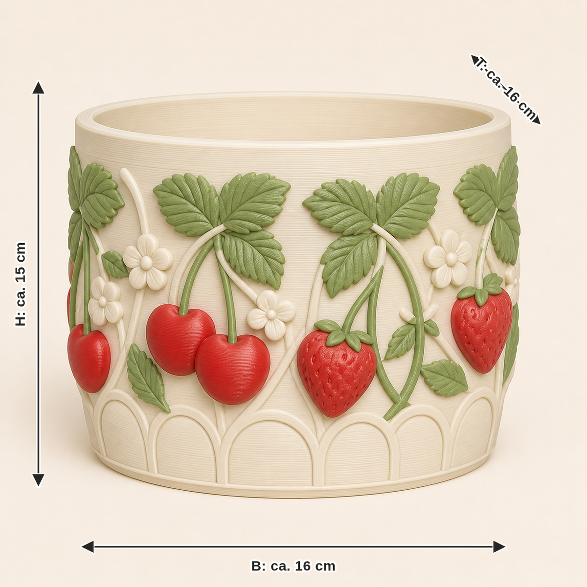 Summer berry: width approx. 16 cm, depth approx. 16 cm, height approx. 15 cm