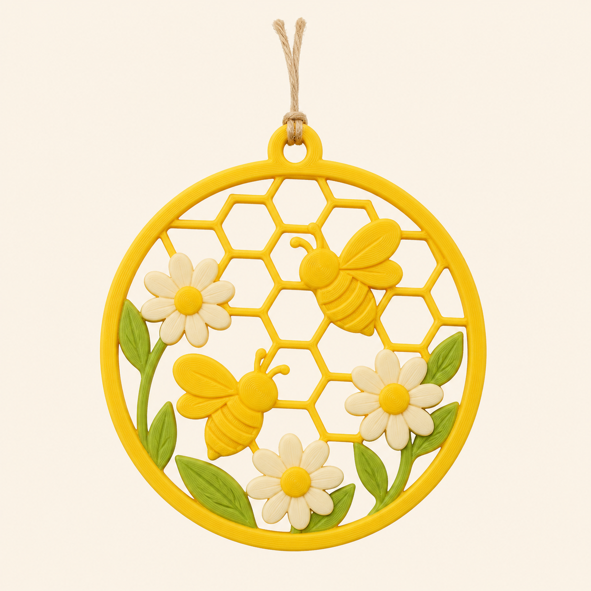 bee delight-hanging decoration Bee flight from 3D-printed PETG in sun yellow, leaf green, warm white
