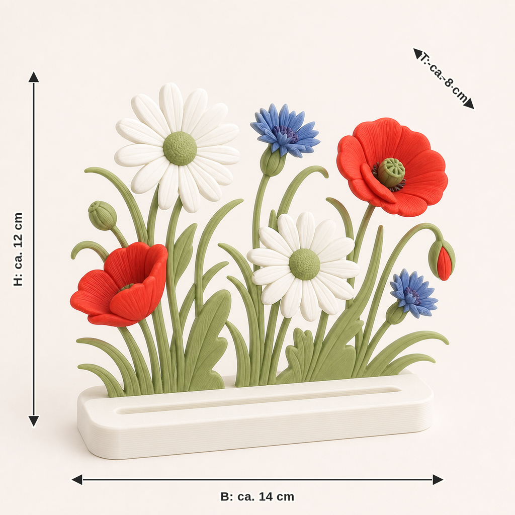 Measurement image for flower meadow photo holder meadow point: width approx. 14 cm, depth approx. 8 cm, height approx. 12 cm
