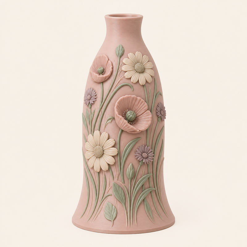 flower meadow-dried flowers-vase flower stalk from 3D-printed PETG in Rosé, sage green, sand beige