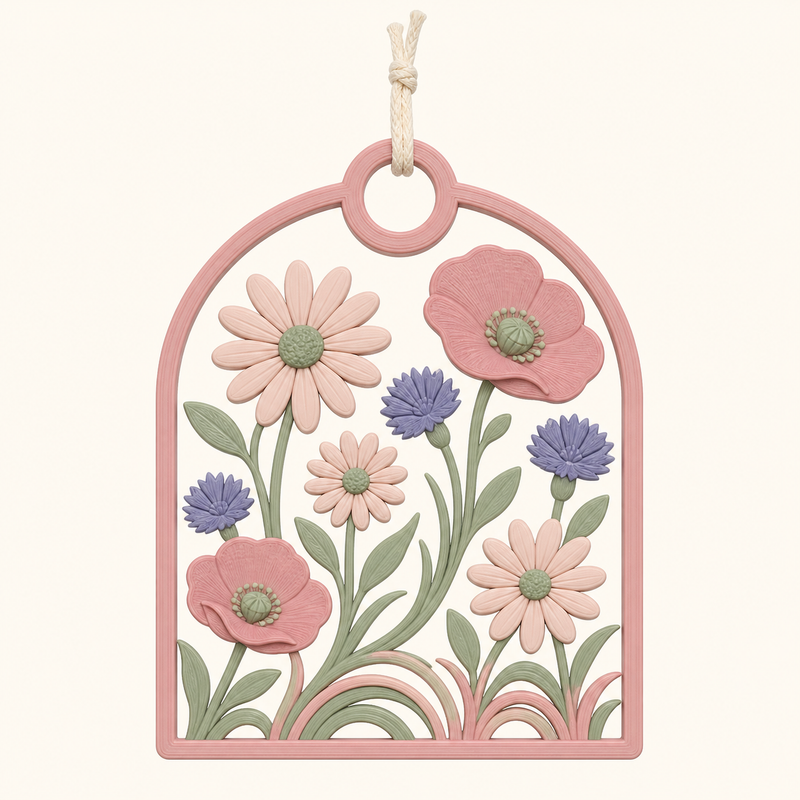 flower meadow-door pendant meadow bow in 3D printed PETG in Rosé, sage green, sand beige
