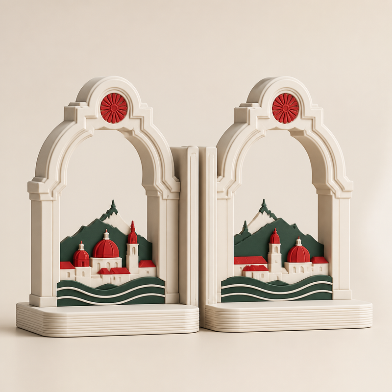 Bookends fortress arch – Salzburg from PETG on bright studio background