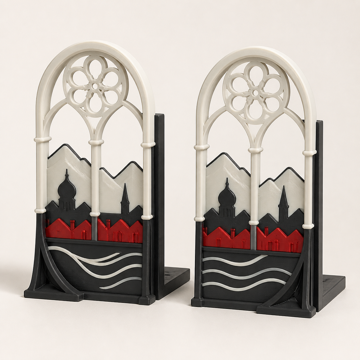 Bookends Rosette pair – Salzburg from PETG on bright studio background