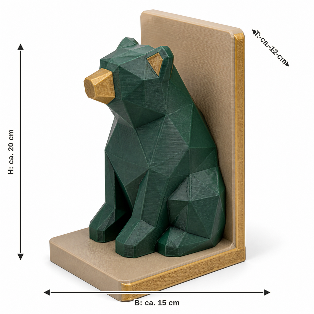 Dimensional image for booking emerald bear: width approx. 15 cm, depth approx. 12 cm, height approx. 20 cm