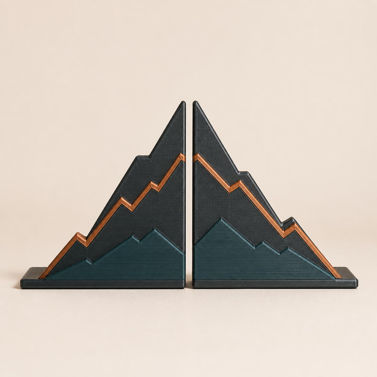 Bookends Berggrat – Modern made of PETG on bright studio background