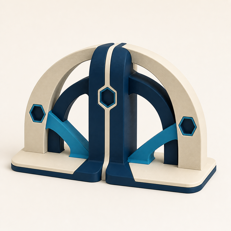 Bookends Bow Pair – Futuristic from PETG on bright studio background