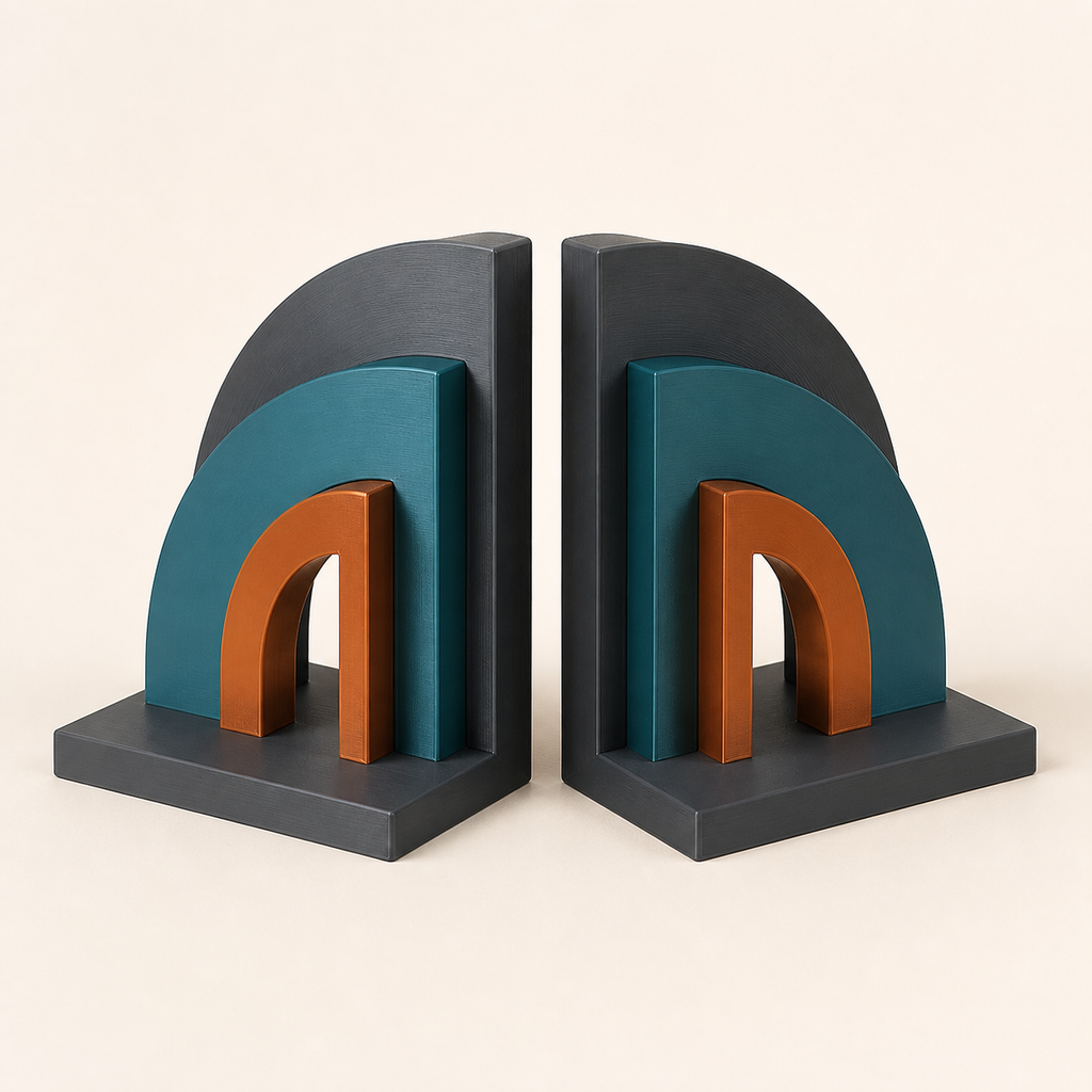 Bookends bow pair – Modern from PETG on bright studio background