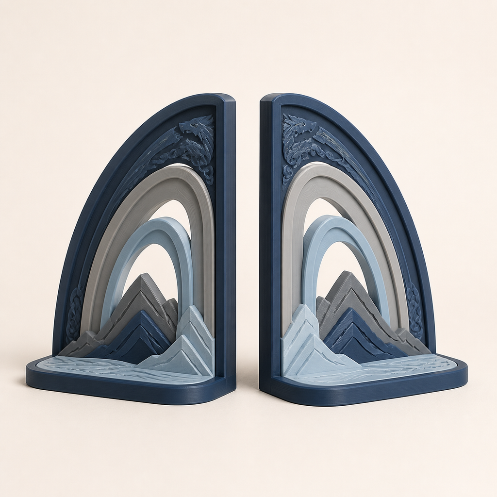 Bookends Bow Pair – Nordic & Mythical from PETG on bright studio background