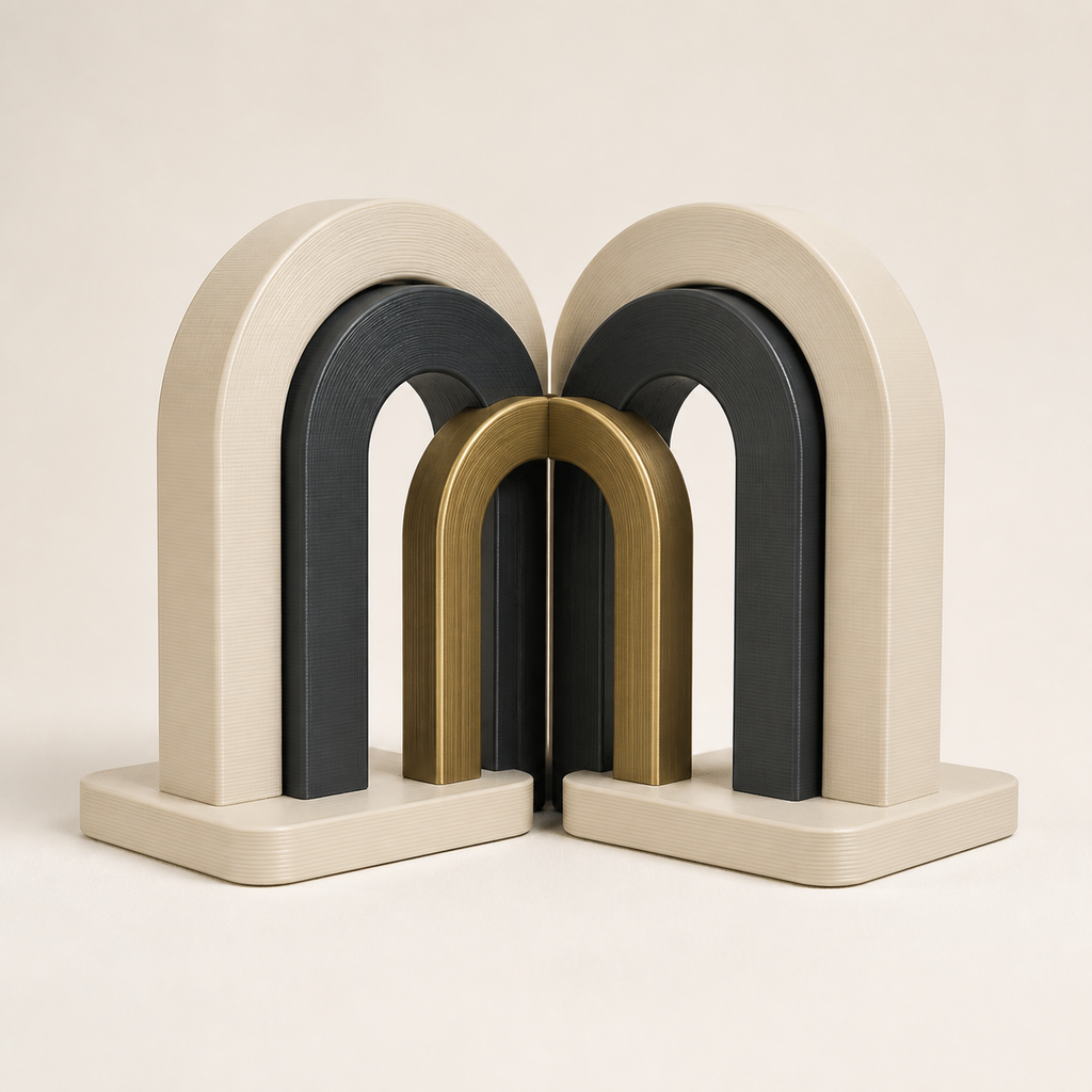 Bookends bow pair – Timeless from PETG on bright studio background