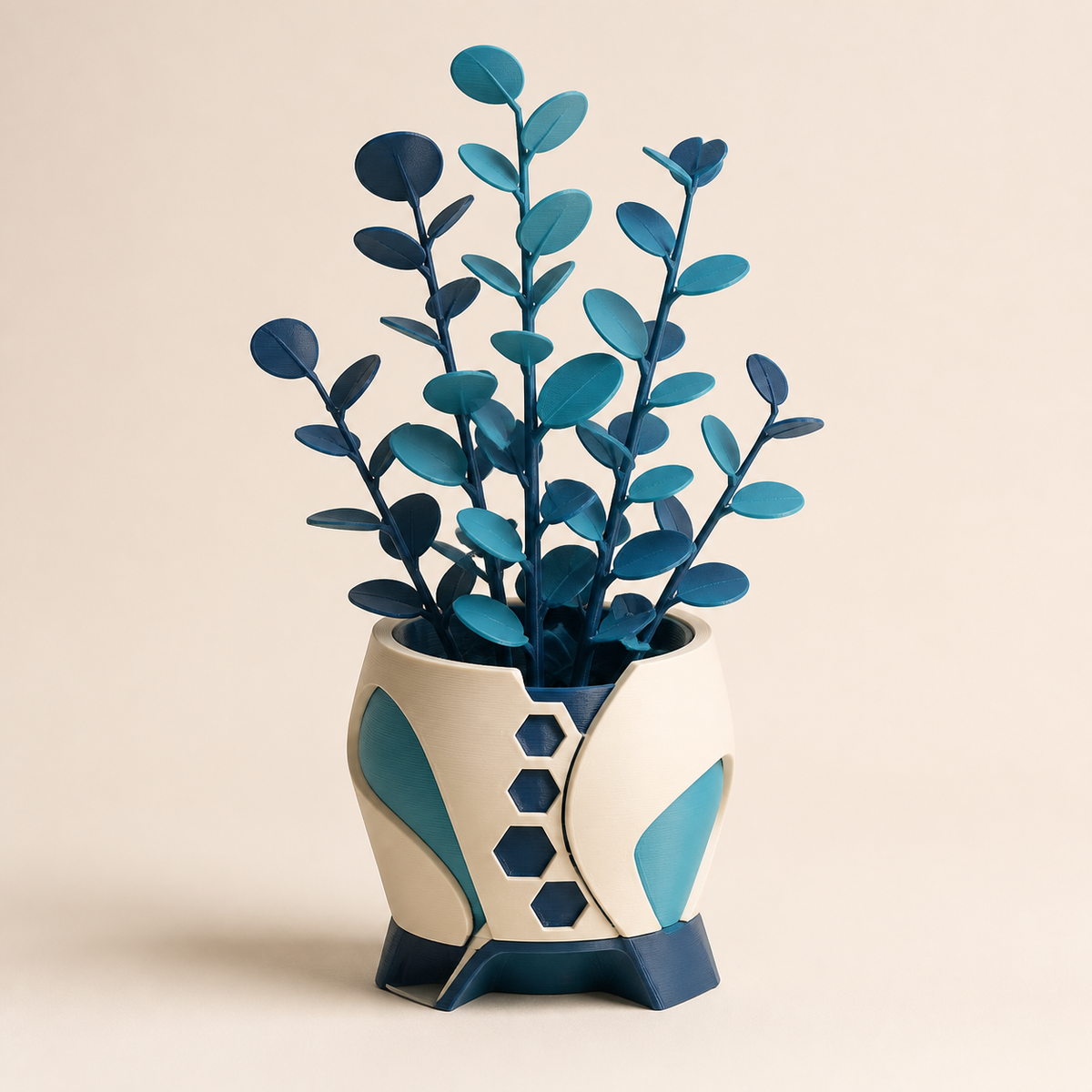 Decorative plant Eucalyptus – Futuristic from PETG on bright studio background