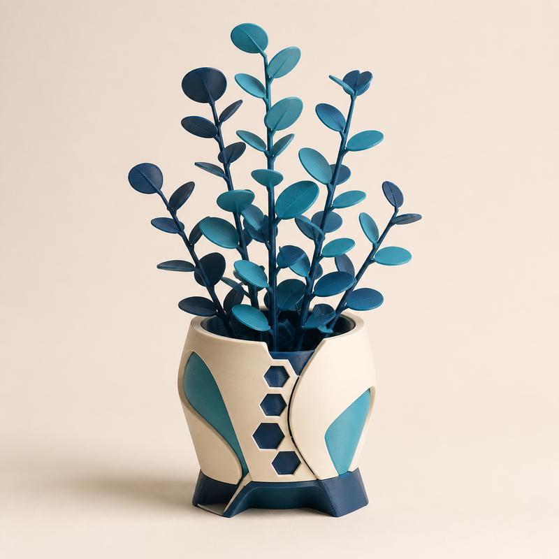 Decorative plant Eucalyptus – Futuristic from PETG on bright studio background