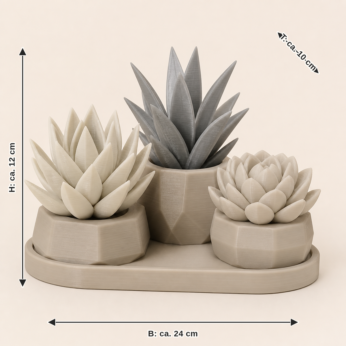 Trio – minimalist: width approx. 24 cm, depth approx. 10 cm, height approx. 12 cm