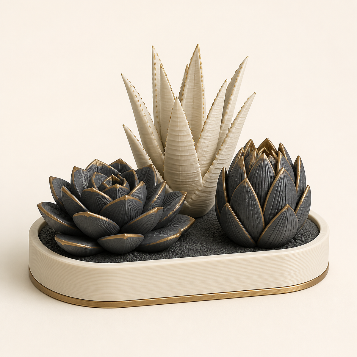 Decorative succulent trio – Timeless from PETG on bright studio background