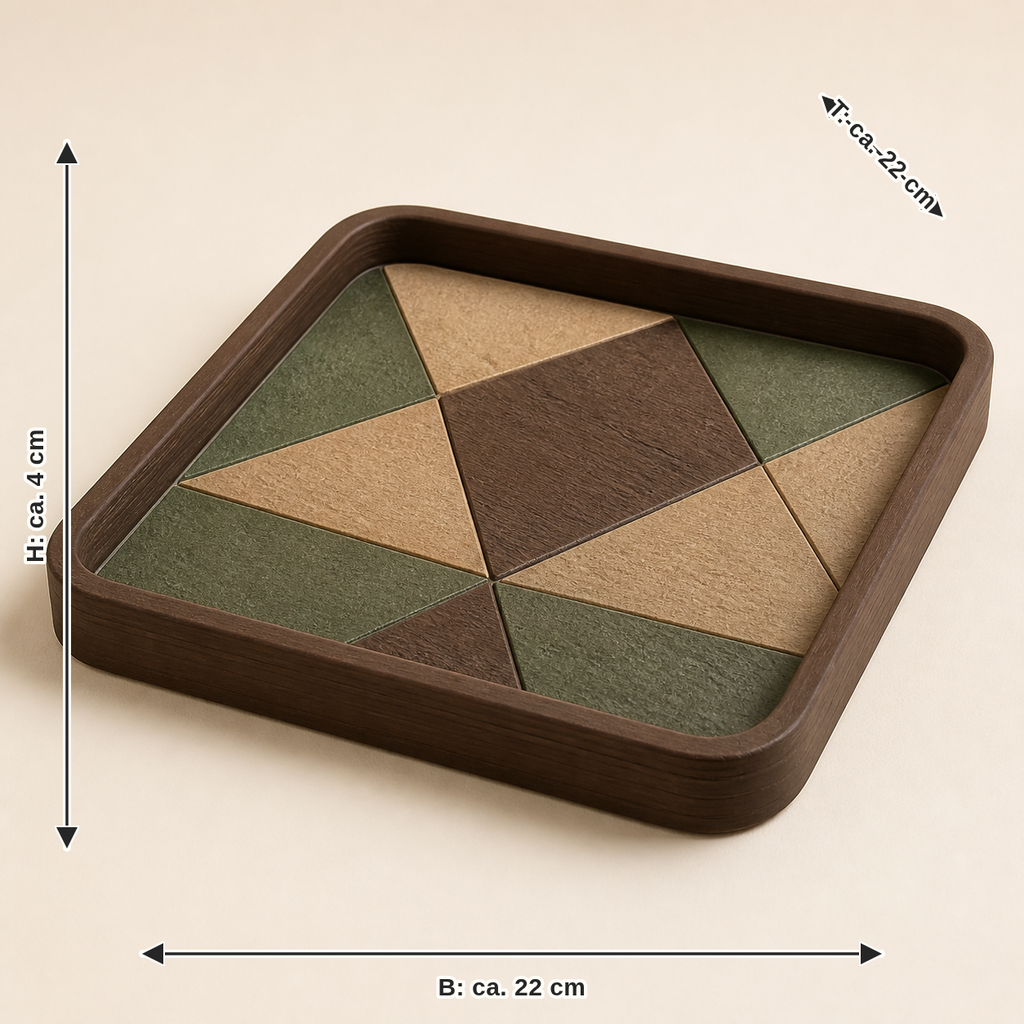 Measurement for decorative tablet mosaic – Rustic: width approx. 22 cm, depth approx. 22 cm, height approx. 4 cm