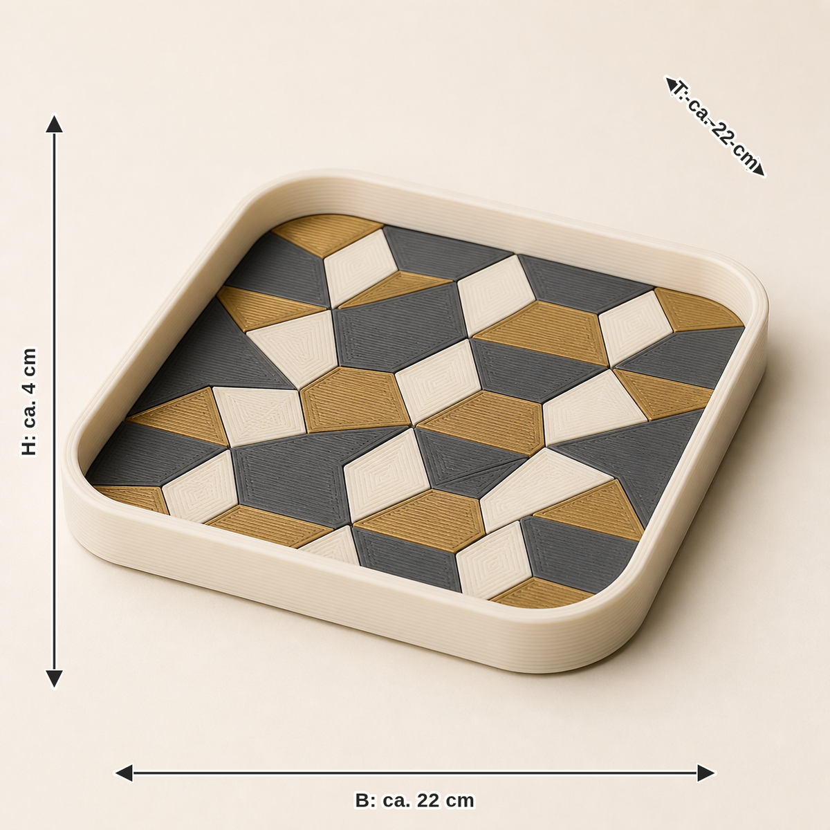 Measurement for decorative tablet mosaic – Timeless: width approx. 22 cm, depth approx. 22 cm, height approx. 4 cm