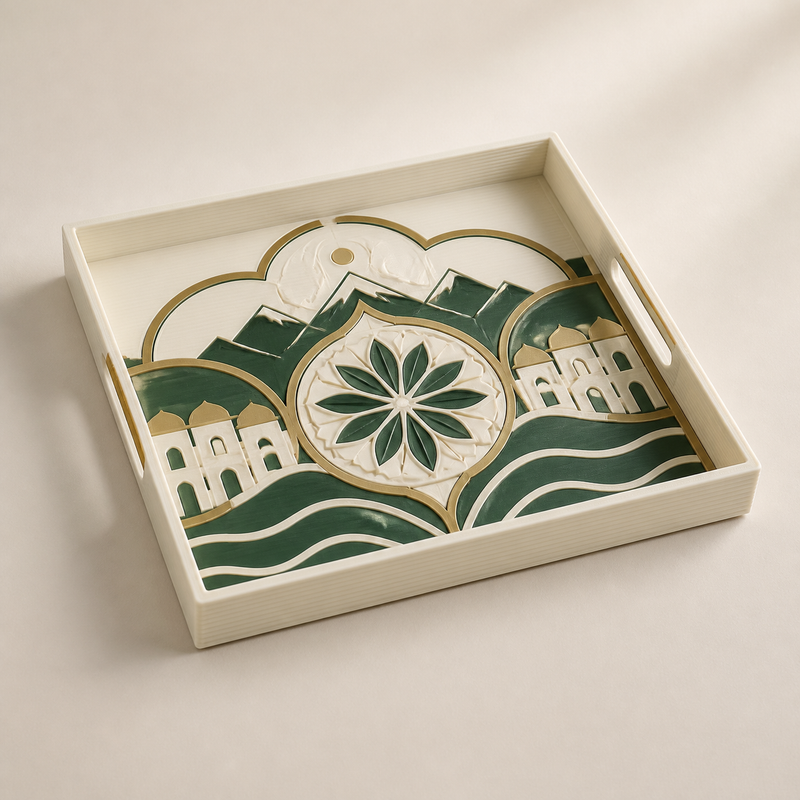 Decorative tablet Rosettenfeld – Salzburg from PETG on bright studio background