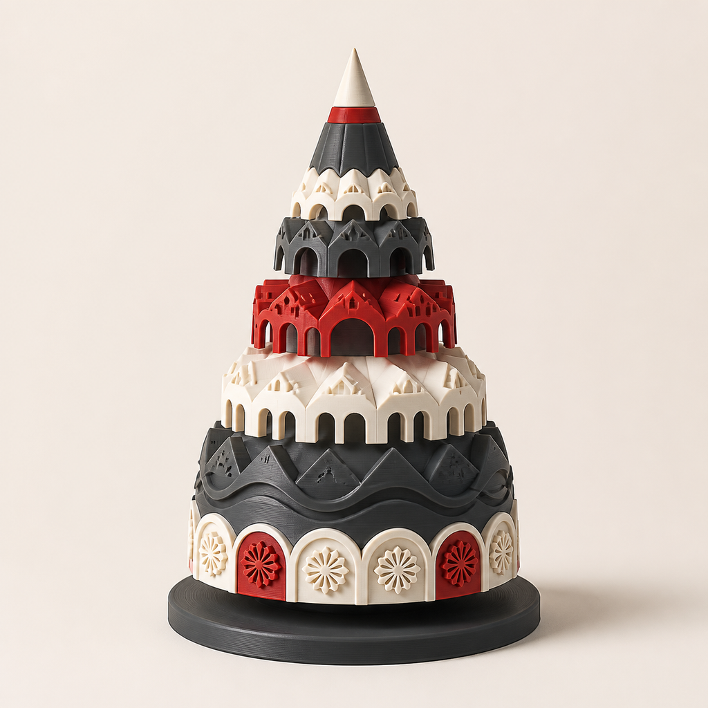 Decorative pine Mirabellrosette – Salzburg from PETG on bright studio background
