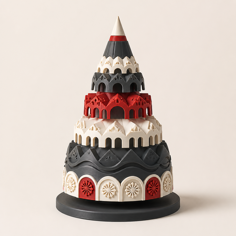 Decorative pine Mirabellrosette – Salzburg from PETG on bright studio background