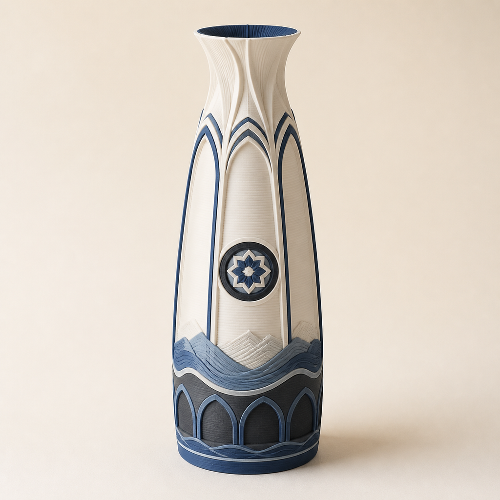 Decorative vase baroque rose – Salzburg from PETG on bright studio background