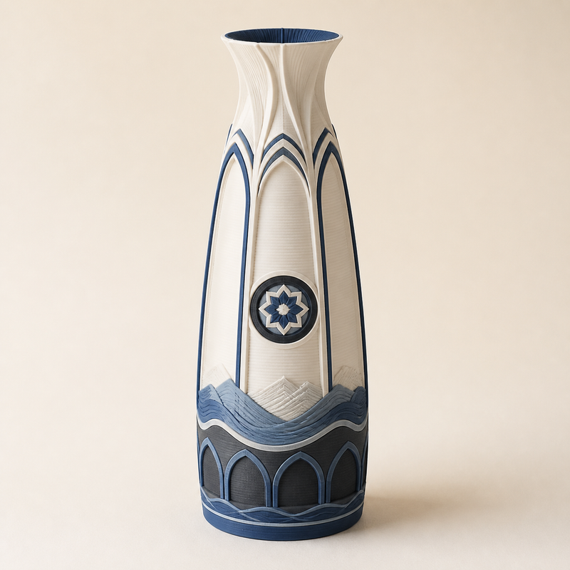 Decorative vase baroque rose – Salzburg from PETG on bright studio background