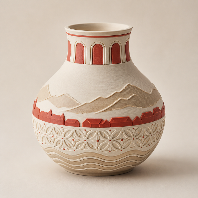 Deko-Vase Mirabellbogen – Salzburg aus PETG auf hellem Studiohintergrund