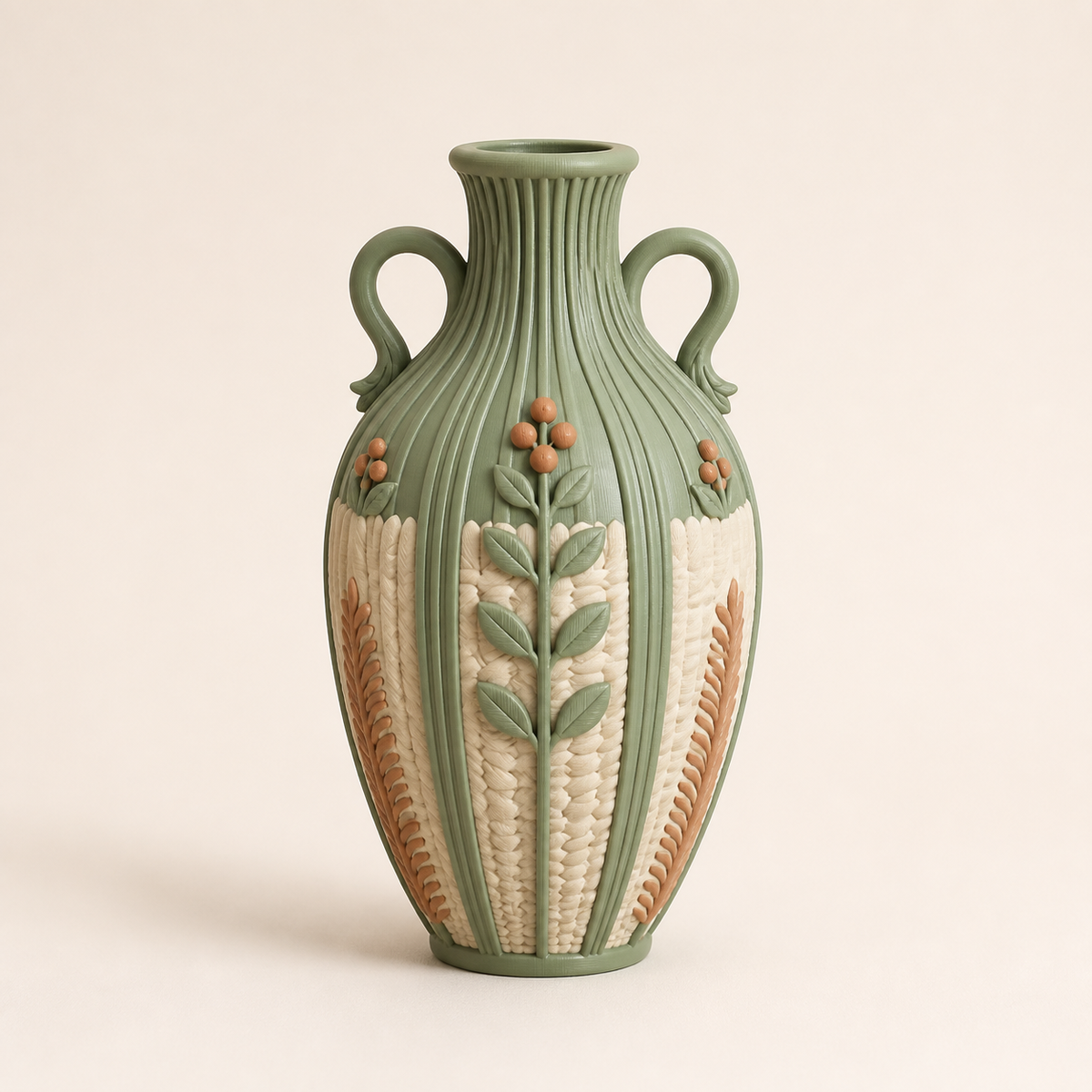 Deko-Vase Rippenamphore – Landhaus aus PETG auf hellem Studiohintergrund