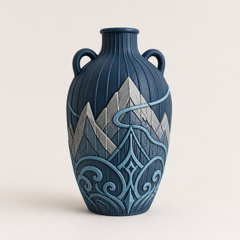 Deco-Vase Rib Amphore – Nordic & Mythical from PETG on bright studio background