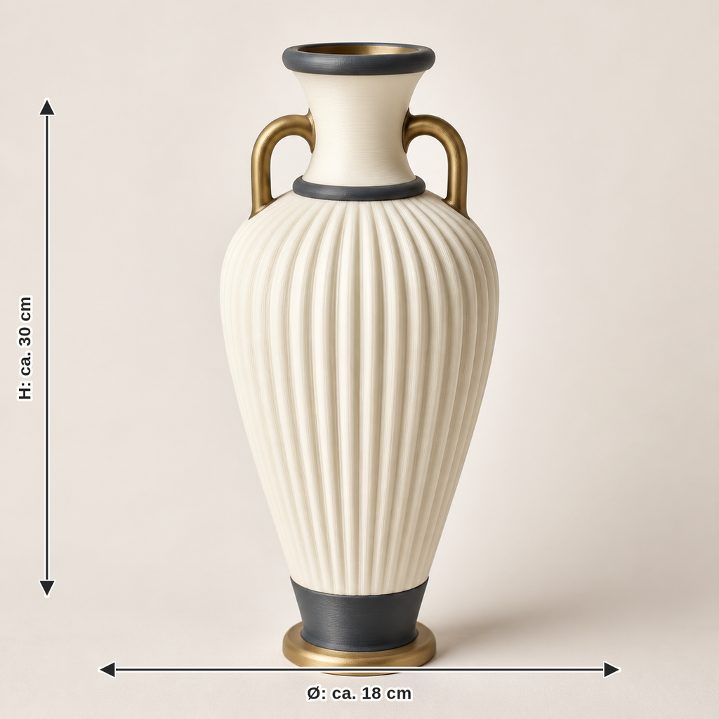 Measurement for Deco-Vase Rib Amphore – Timeless: diameter approx. 18 cm, height approx. 30 cm