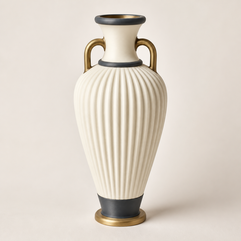 Decorative vase rib amphorae – Timeless from PETG on bright studio background