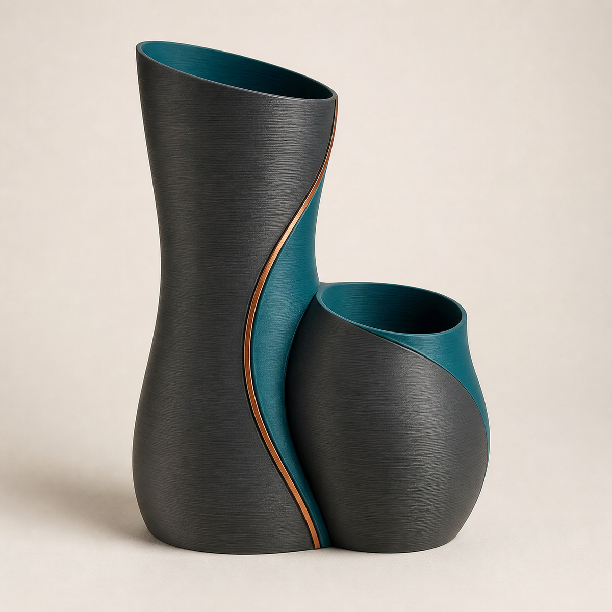 Decorative vase pair waveform – Modern made of PETG on bright studio background