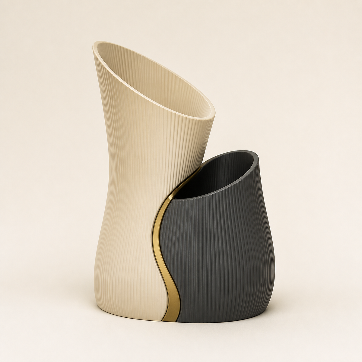 Decorative vase pair waveform – Timeless from PETG on bright studio background
