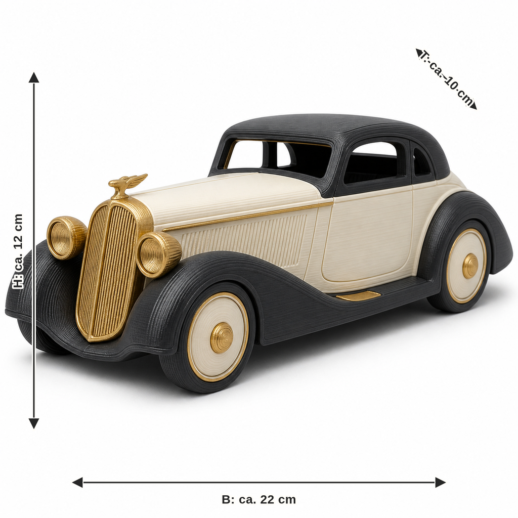 Dimensional image for decorative model gold Classic: width approx. 22 cm, depth approx. 10 cm, height approx. 12 cm