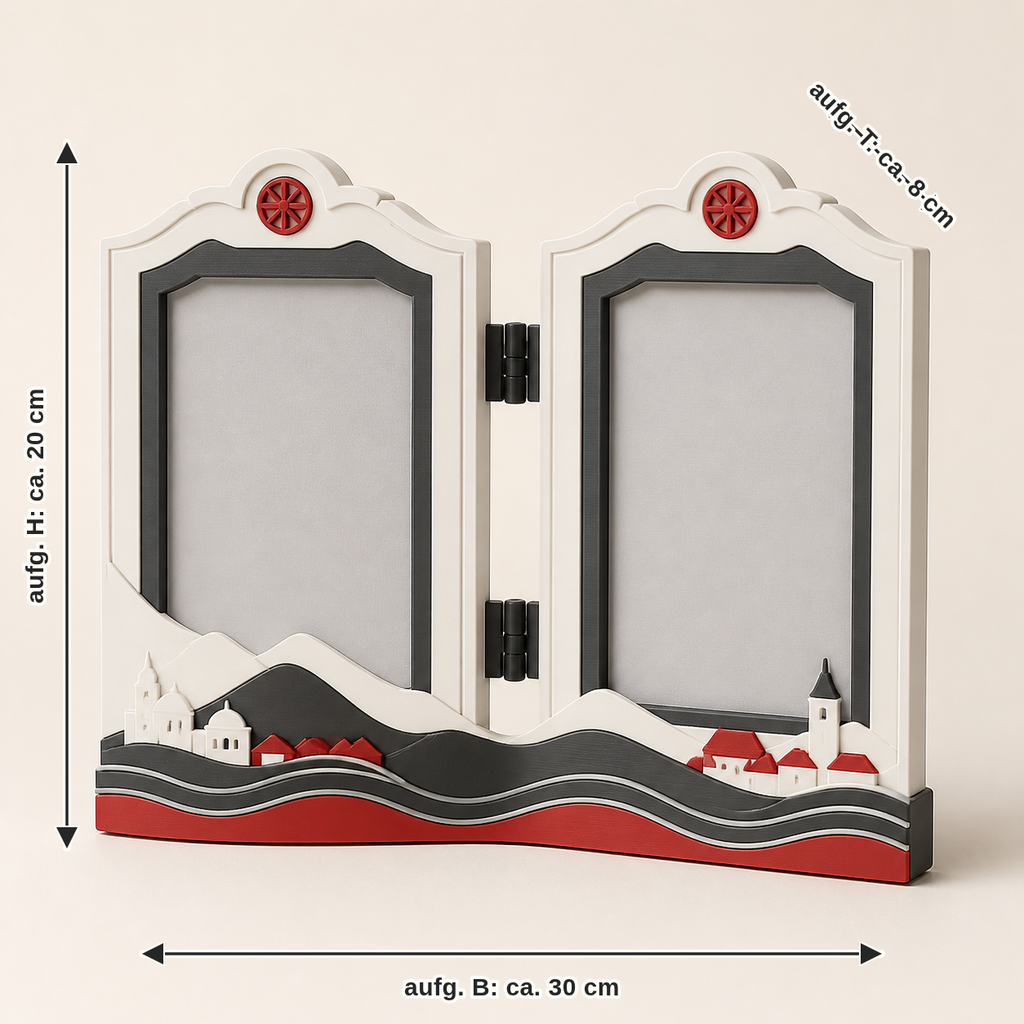 Measurement for double frames Salzachufer – Salzburg: set up width approx. 30 cm, depth approx. 8 cm, height approx. 20 cm